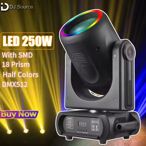LED 250W Beam Spot Moving Head Light With SMD 18Prism High Brightness DMX512 For DJ Disco Bar Weddin