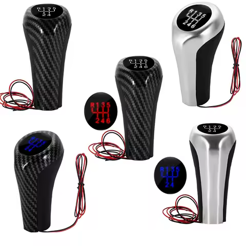 LED Light 5/6 Speed Car Gear Shift Knob Silver Carbon Fiber For BMW E46 E90 E91 E92 E36 E30 E32 E34 