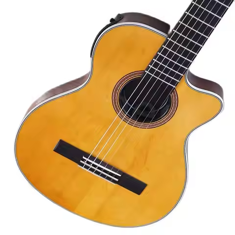 Lvybest 39 Inch Silent Classic Guitar 6 String Solid Spruce Top Matte Finish Mahogany Backplane Clas