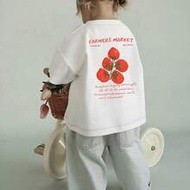 Teen Girls White Vintage Farmers Market Tomato Print Loose Fit Summer T-Shirt