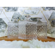 3 Pcs 0.65 Liter or 1 Liter  Square Acrylic Balang Kuih Candy Box Candy Canister Bekas Kuih Raya / B
