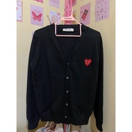 [READ DESCRIPTION] Original Comeme des Garcons made in japan v neck black cardigan double emblem/cdg