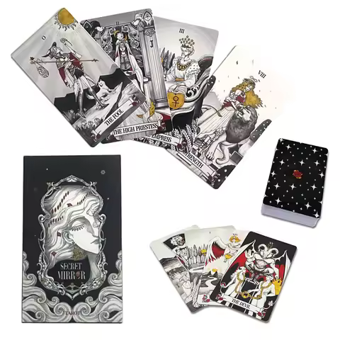 Secret Mirror Tarot Feminine Art Tarot In Rich Symbolism with Monochrome with Guidebook English Vers