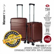 SAMEL 20+24" FGD 533 JAPANESES CONCEPT SHINPURUSA PREMIUM EXPANDABLE FRONT OPEN 100% PC LUGGAGE