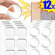 12Pcs Self-Adhesive Silicone Door Stopper Pads - Anti-Collision Protectors for Door Handles, Furnitu