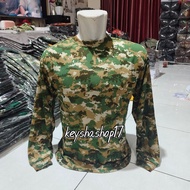 Dryfit Jersey T-Shirt with Sage Green Motif, Long Sleeve Model Baju T Shirt Lelaki Baju Lengan Panja