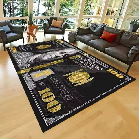 100 Dollar Bill Area Rug Ben Franklin Old 100 Dollar Bill Dobby Rug Unique Classic US Dollar Bill Mo