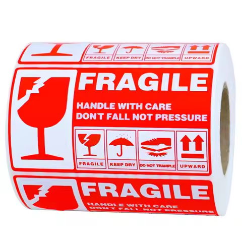 1roll 7x13cm 300pcs/Roll Fragile Opp Bag Express Shipping Lable Tape Packaging AdhesiveStickers Pack