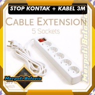 5-Pin Socket with 3-Meter Cable, 5-Pin Plug EU 2-Prong3m