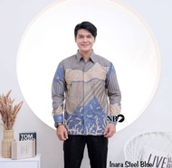 Kemeja Batik Anak Laki laki Motif Inara Batik Batik Ayah dan Anak Laki Laki Warna Biru muda Soft Den