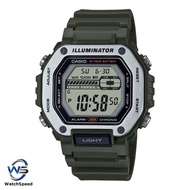 Casio Digital Dual Time MWD110H-3A MWD-110H-3A Army Green Resin Band Watch
