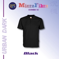 🔥[BEST SELLER]QD0602 Black T-shirt 100% Microfibre Eyelet Short Sleeve Unisex Collar Quick Dry OREN 