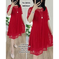 MERAH TA 8055. Imported Brocade Dress with Special Red Tile Combination ta8055