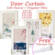 Door Curtain Japanese Style Kitchen Restaurant Fabric Telescopic Rod | Tirai Pintu Jepun Kain | 日式两片式布门帘 [Flannel/Polye]