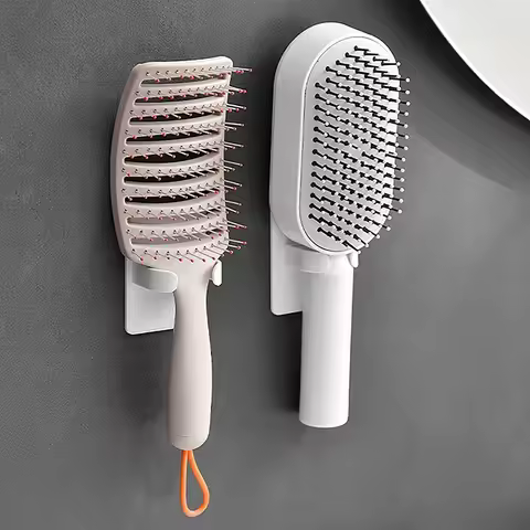 Plastic Wall Mounted Hairbrush Comb Holder Adhesive Storage Rack Bathroom Shower Organizer Kitchen C