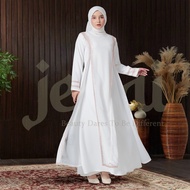 [ JENAI ] Baju Dress Gamis Wanita Muslim Kekinian Terbaru / Abaya Warna Putih Turkey Turki Modern Me