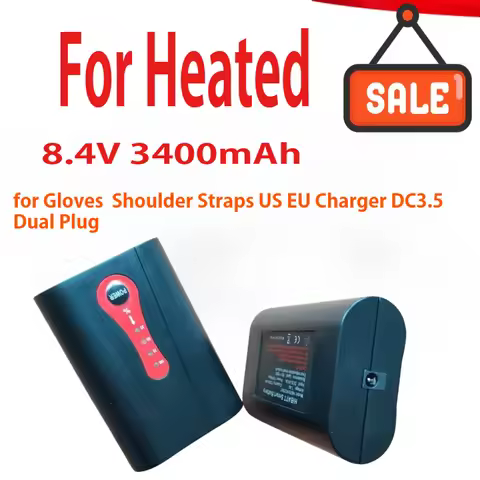 2Pcs 7.4V 3400mAh for Heated Clothing, Heated Vest,Gloves,Socks Electric Heating Belt with US EU Cha