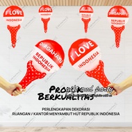 MERAH PUTIH Ri Anniversary Foil Balloons / RI Anniversary Pentung Balloons / Red and White Balloons 
