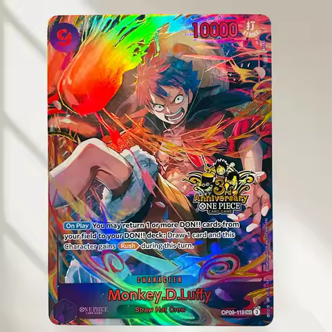 DIY One Piece Luffy OP09-119 3 Anniversary Holographic Texture Cards EN Version Perfect Condition Cl