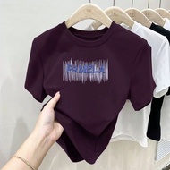 Chubby Meiyi Top t-Shirt Short-Sleeved S-2XL Pure Cotton American Style Formal Shoulder Summer Europ