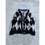 Cardigan knitwear vintage mohair argyle patterned by Jeanasis
