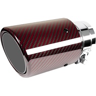 2.5-Inch Inlet 3.14-Inch Outlet Car Red Carbon Fiber Exhaust Tips Stainless Steel Exhaust Pipe Tail 