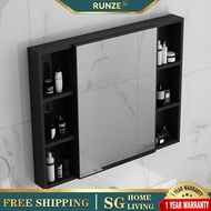 Runzeu Bathroom Mirror Cabinet Space Aluminum With Towel Bar Mirror Cabinet Small Household Combination Bathroom Cabinet