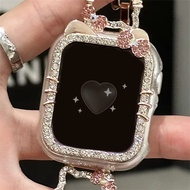 Luxury Cute Cat Diamand Case For Apple Watch 41mm 40mm 45 44mm Korean Girl Bling Clear For iWatch 9 