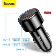 Baseus 45W Car Charger For iphone 14 13 Pro Max 12 Quick Charger Metal Dual USB Car Charger For Sams