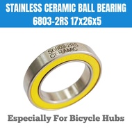 Ceramic Bearing 6803-2RS 17*26*5 mm ABEC-3 Ceramic Ball Steel Housing For Front and Rear Hub Bicycle