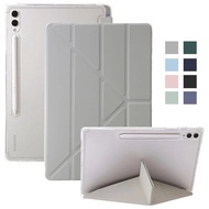 Samsung Tab S9 plus case 12.4" acrylic clear Multi-angle stand smart cover for Galaxy Tab S9 FE plus case with pen holder
