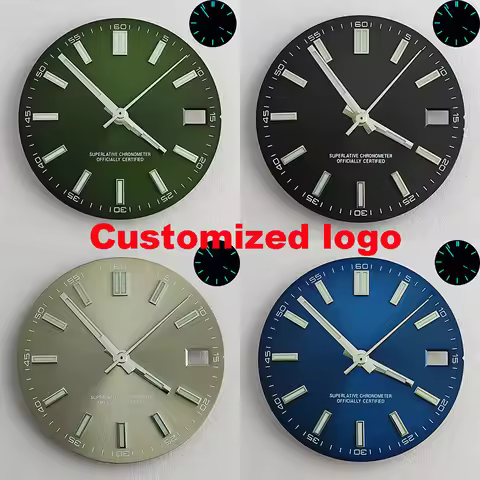 NH35 dial NH35 watch dial blue-green luminous suitable for NH35 movement NH35 watch hands