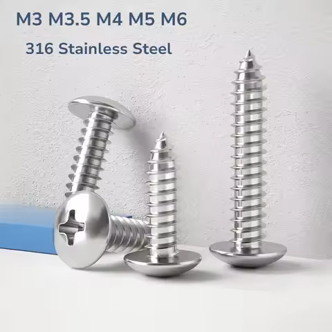 M3 M3.5 M4 M5 M6 316 Stainless Steel Phillips Recessed Truss Head Self-tapping Screw Cross Mushroom 