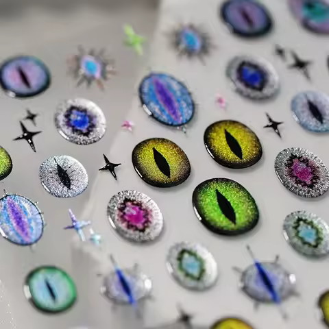 Punk Style Y2K Cat's Eye Snake's eyes Nail Stickers Gaze Cross Dragon Eye Nail Art Decal Design Mani