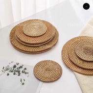 Handmade Rattan Coasters Cup Pad Tea Mats Coaster Cup Potholders Table Mats Bowl Mats