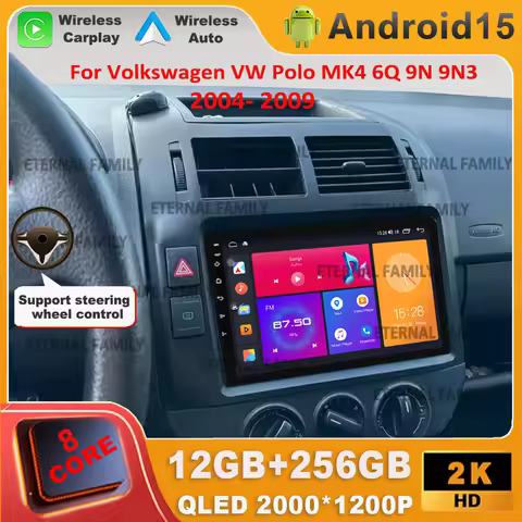 Android 15 For Volkswagen VW Polo MK4 6Q 9N 9N3 2004- 2009 Car Radio Auto Multimedia Video Player GP