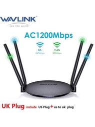 WAVLINK無線路由器1200Mbps雙頻5GHz+2.4GHz WiFi 5路由器，具有1000Mbps的廣域網路（WAN）/局域網路（LAN），適用於家庭和辦公室，支援路由器/接入點/中繼模式，覆蓋範圍廣泛