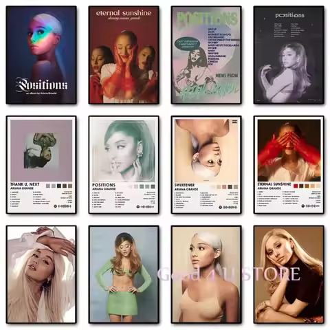 Singer Ariana Grande Portrait Eternal Sunshine/Positions Album Poster Printed Canvas Painting Wall P