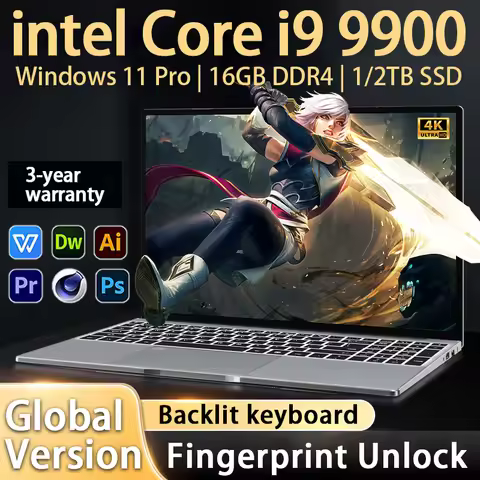 Gaming laptop Pc 2026 New laptop 15.6 Inch Windows 11 Intel Core i9 9900 16GB RAM 1TB 2TB SSD Finger