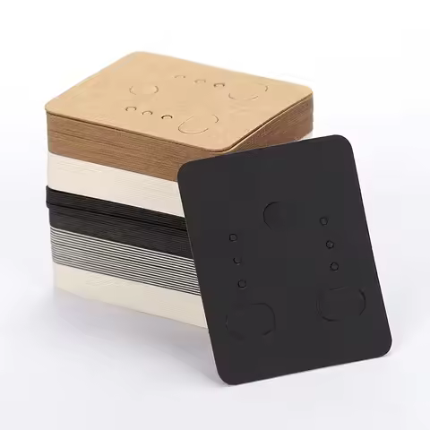 50pcs 3.8x4.8cm Earring Display Card White Black Kraft Paper Tags