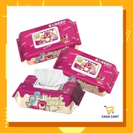 CASA CART 80Pcs Strawberry Bear Large Portable Baby Hand Wipes Without Fragrance