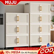 MUJU White Foldable Storage Cabinet Stable Storage Box With Universal Wheels Durabox For Clothes