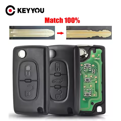 KEYYOU With Cutting Service Filp Remote Car Key 433MHz For Citroen C1 C2 C3 C4 C5 Berlingo Picasso P
