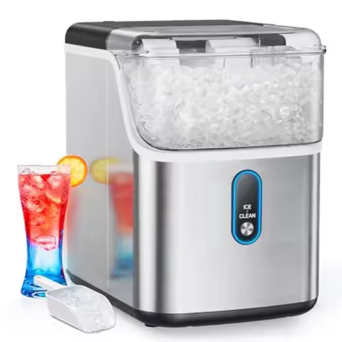 Nugget Ice Maker Countertop Pebble Ice Maker with Soft Chewable Pellet Ice 33 lbs per Day Compact Ic