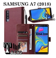 LEATHER CASE FLIP UNTUK SAMSUNG A7(2018)-FLIP  WALLET CASE KULIT SAMSUNG A7(2018)- CASING DOMPET-FLIP COVER LEATHER-SARUNG BUKU HP