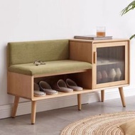 櫻桃傢俱 - 實木換鞋凳櫸木簡約小戶型鞋櫃多功能附櫃軟包坐凳106CM