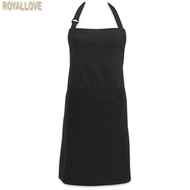 Royal Unisex Black Aprons 3 Pockets Adjustable Bib Apron Chefs Kitchen Cooking Aprons for Women Men 