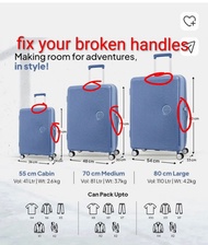 DIY fix your own broken luggage handle on American tourister curio small medium or large size baggag