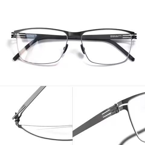Screwless Eyeglasses Frame for Men Germany Berlin Design Ultra Light Thin Metal Eyeglasses Mens Busi