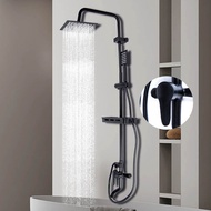 Shower Set 4 Function Black Square Rain shower head Bathroom Stainless Steel Wall Hand Shower Faucet Double out
